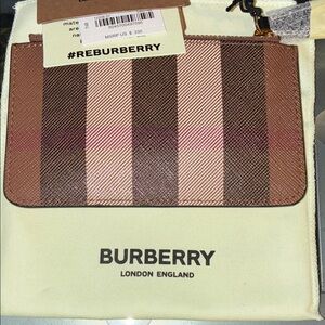 Burberry Brown and Beige Striped Pouch